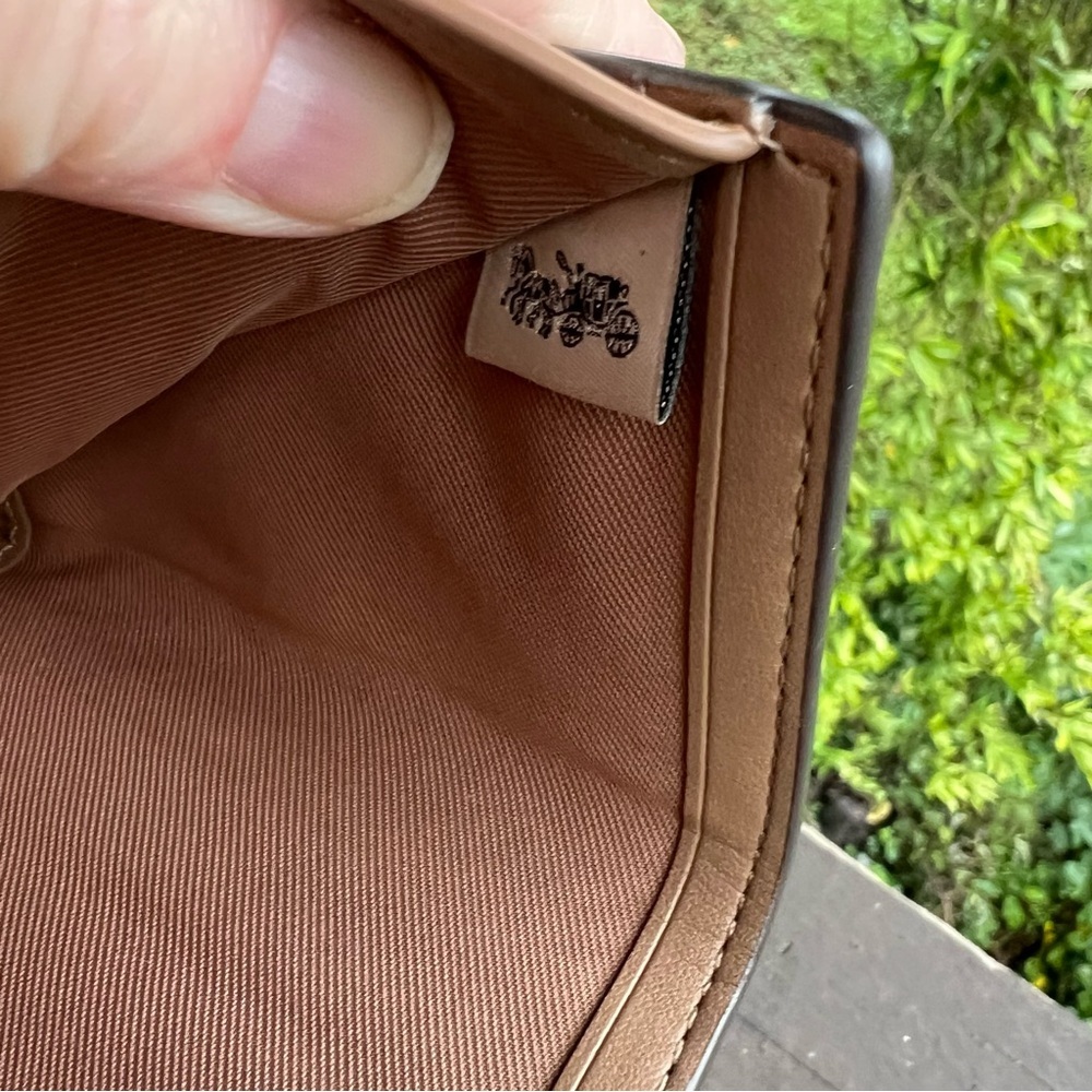 COACH Card Wallet Mini Trifold Wallet Brown Signature Canvas Logo AUTHENTIC - Picture 7 of 8